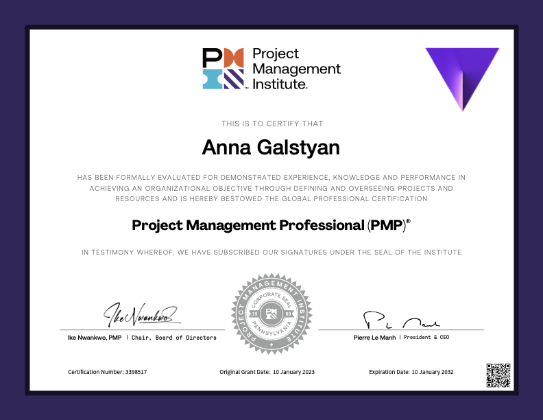 PMP® — Anna Galstyan